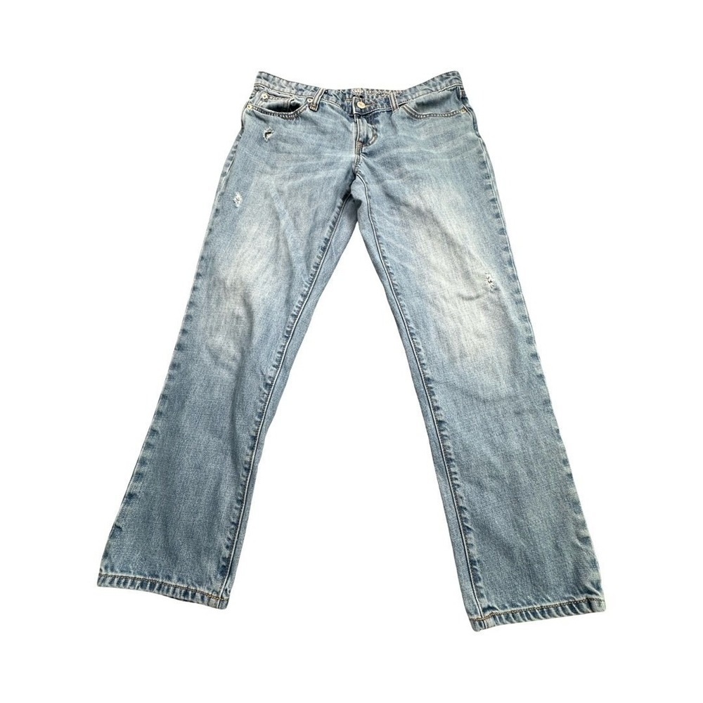 Gap Jeans Womens 4 Light Blue Sexy Boyfriend Fit Distressed Straight Leg Denim‎